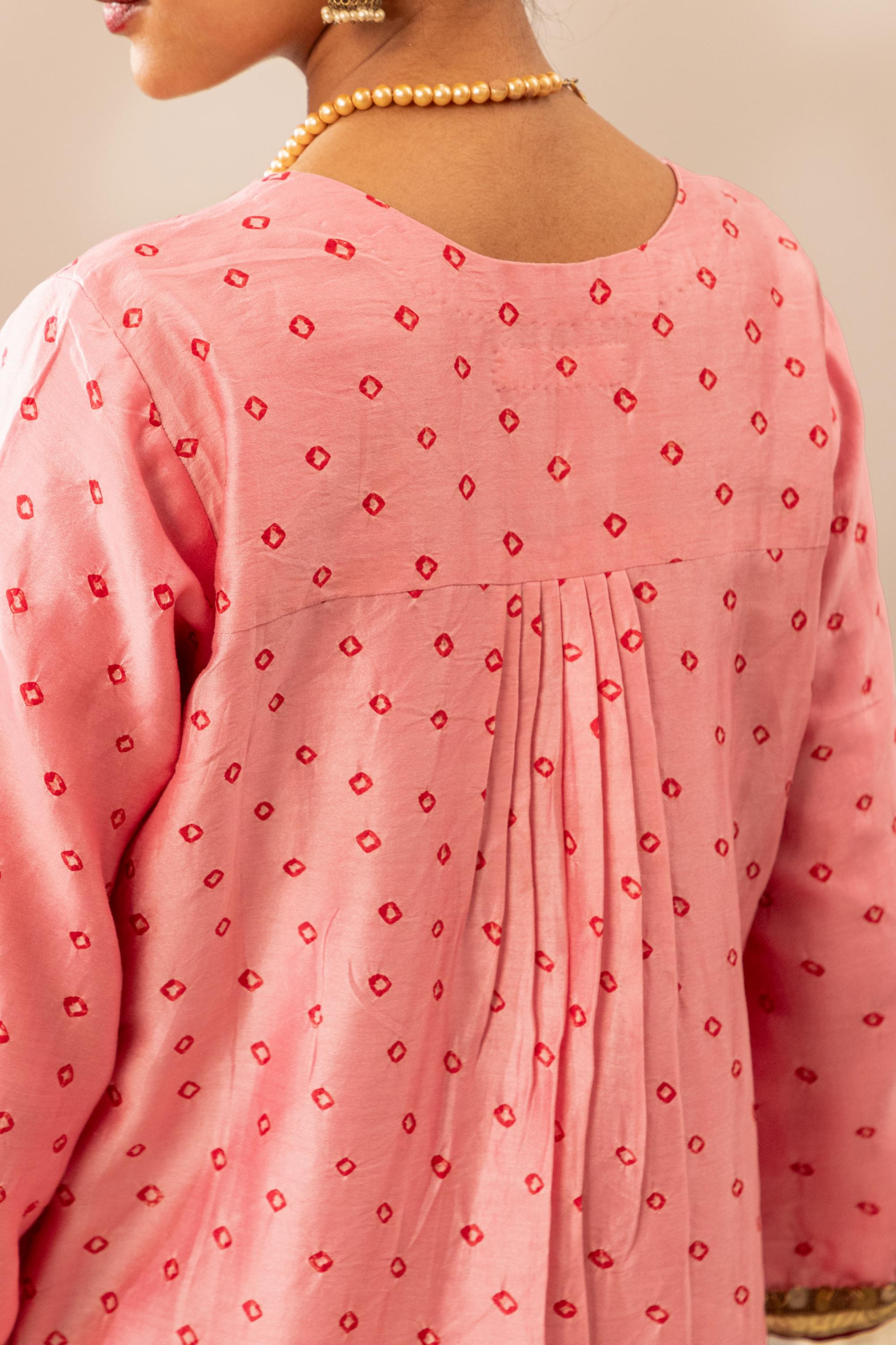 Gulabi Bandhani Kurta Set