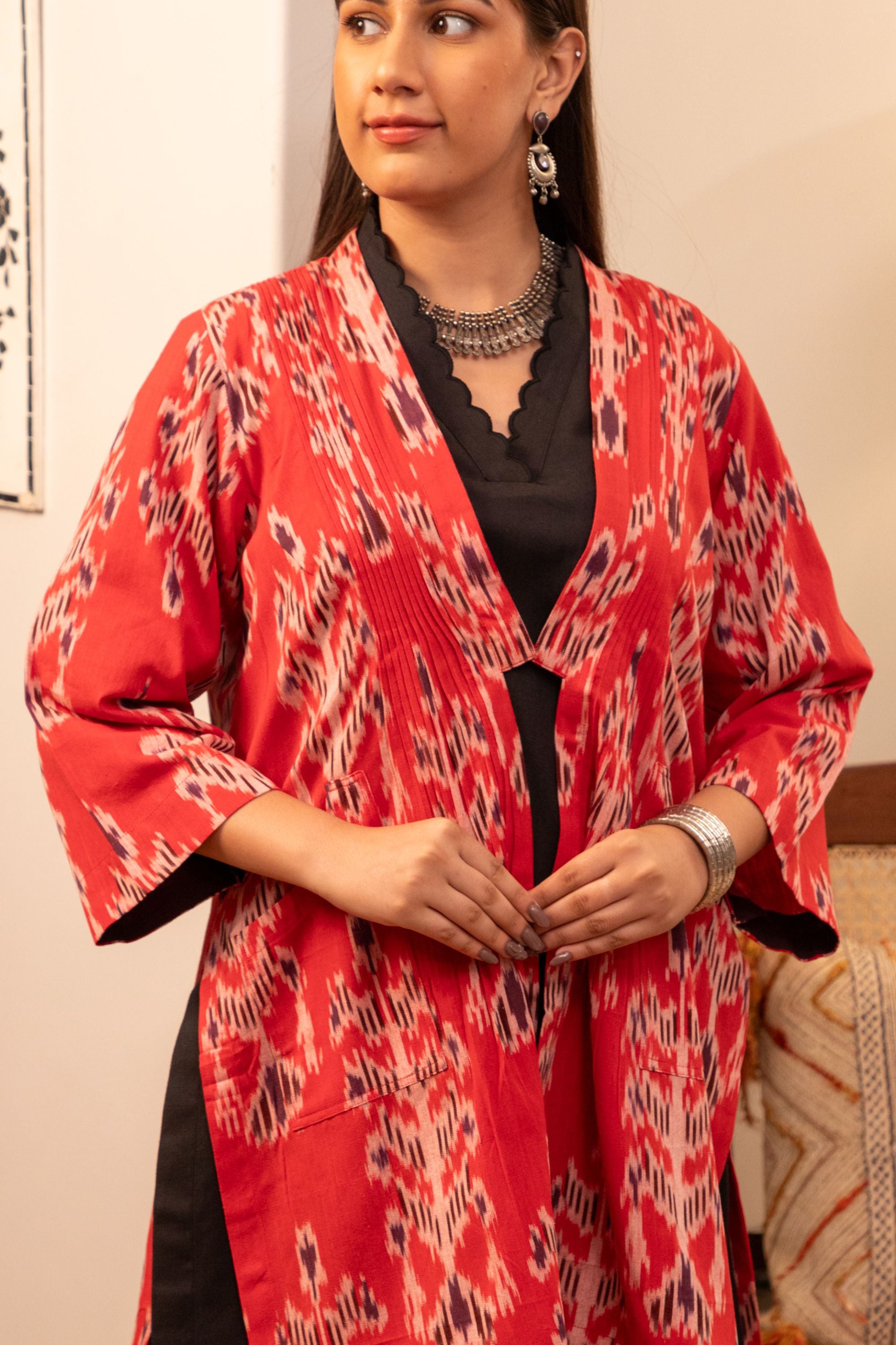 Red China Ikkat Jacket