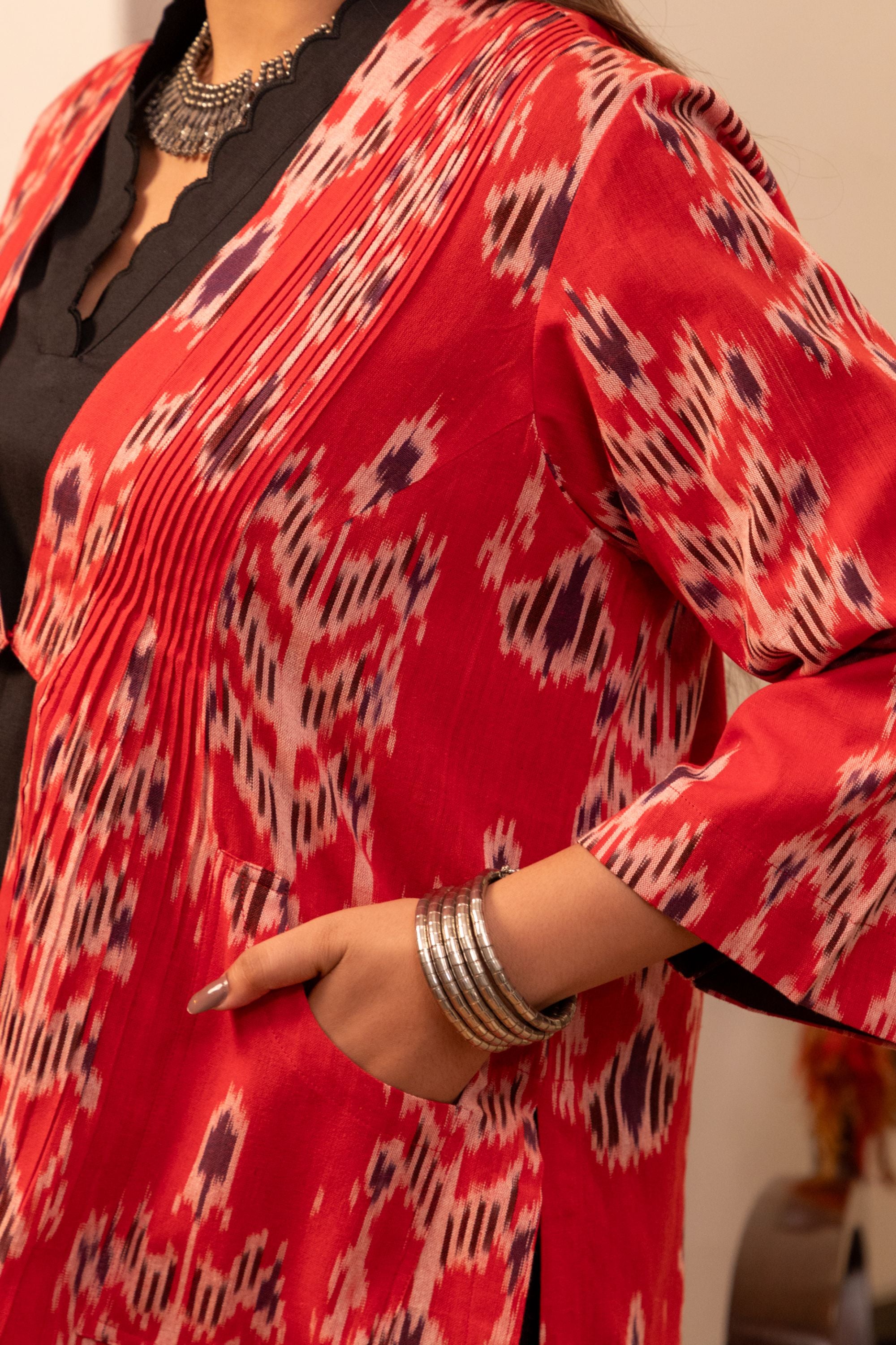 Red China Ikkat Jacket