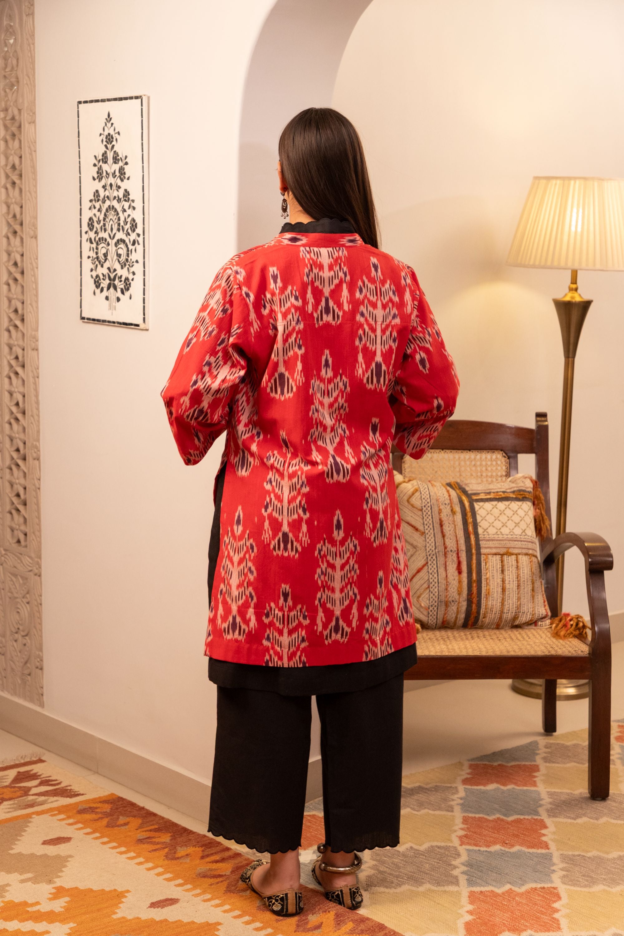 Red China Ikkat Jacket