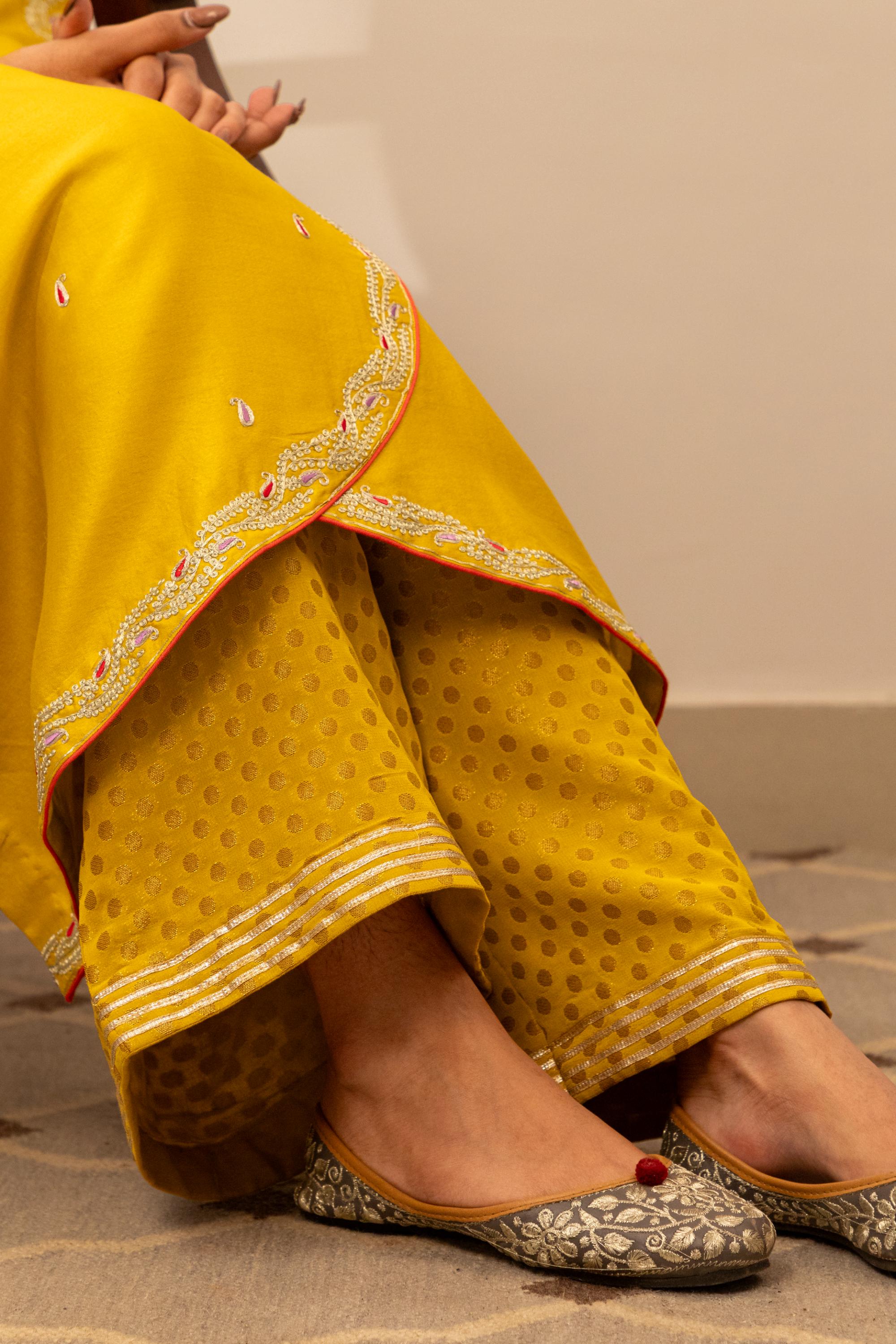 Suneri Brocade Haldi Pants