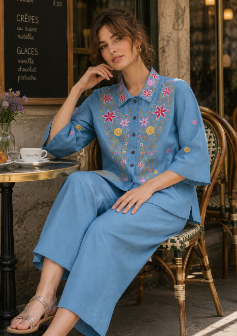 Ocean Fleur Blue Denim Co-ord Set