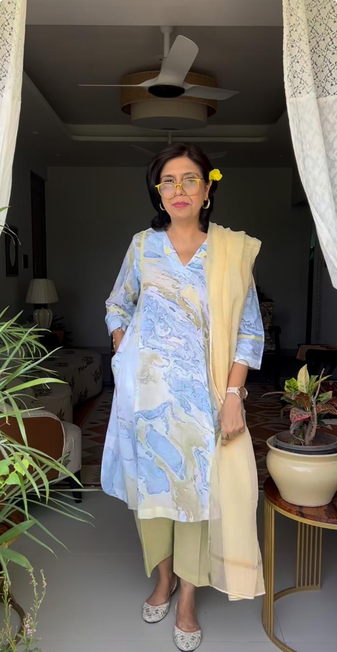 Blue Yellow Ocean Printed Co Ord Set