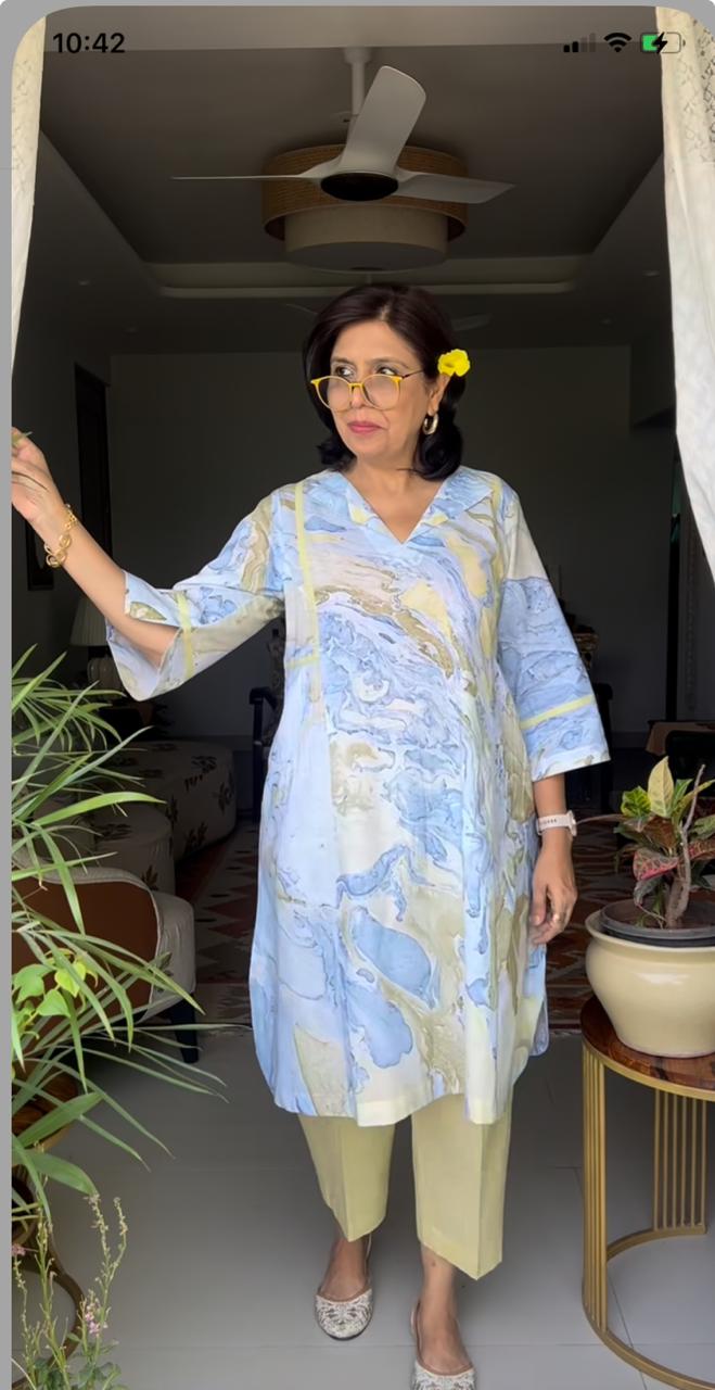 Blue Yellow Ocean Printed Co Ord Set