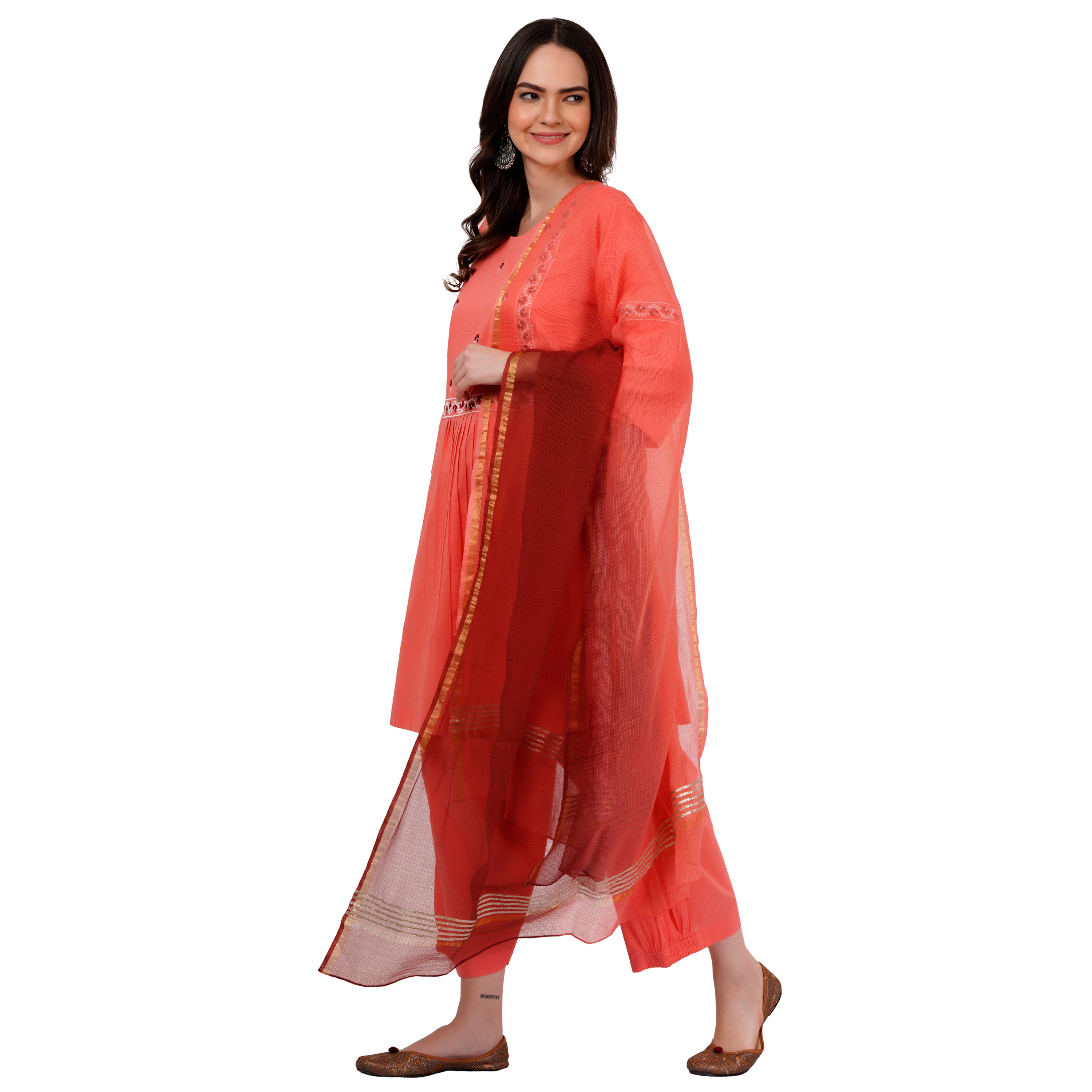 Persian coral dupatta