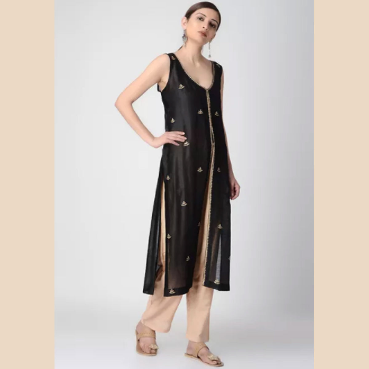 Black Chanderi Jacket with Tilla Embroidery