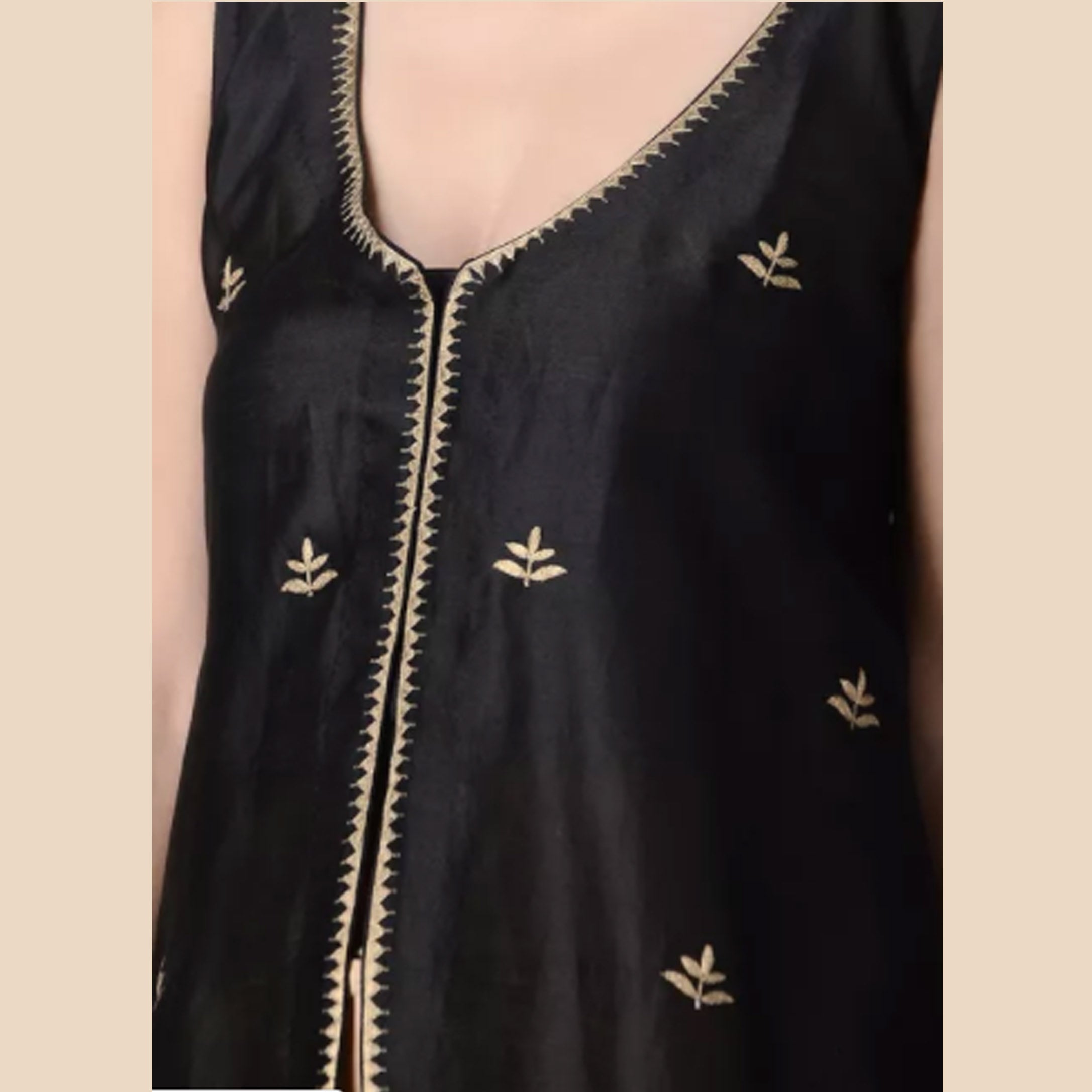 Black Chanderi Jacket with Tilla Embroidery