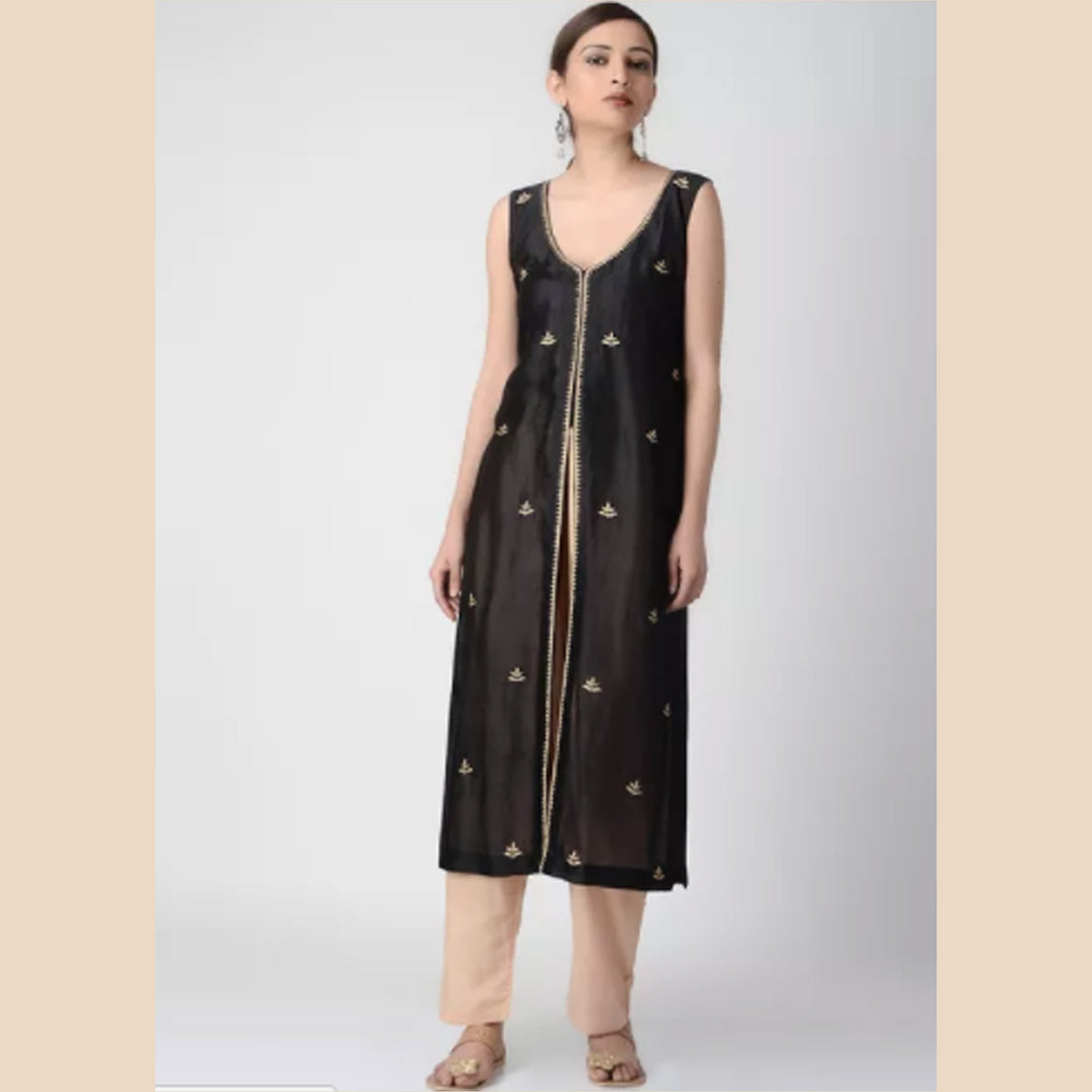 Black Chanderi Jacket with Tilla Embroidery