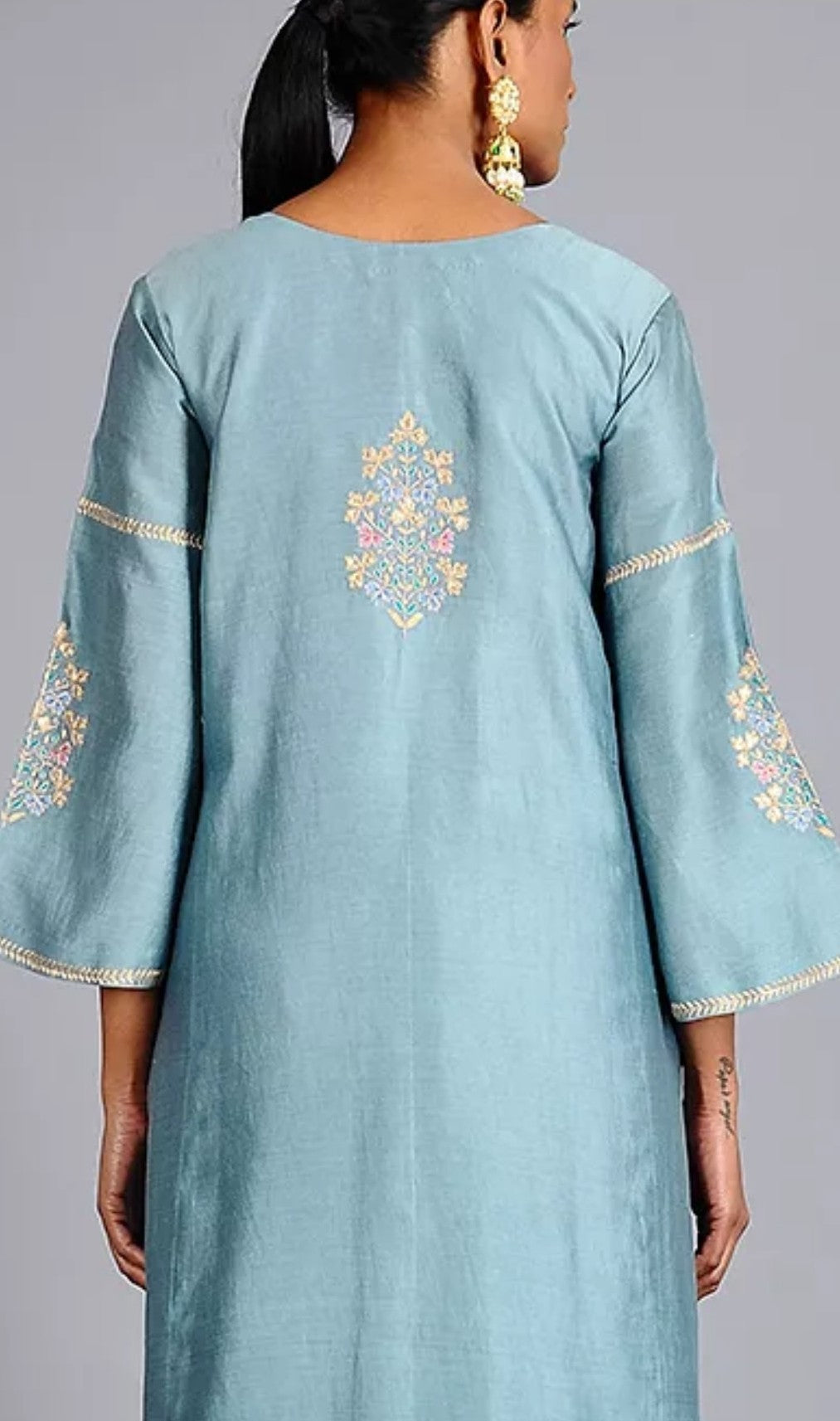 Blue Gota embroidered Chanderi silk suit