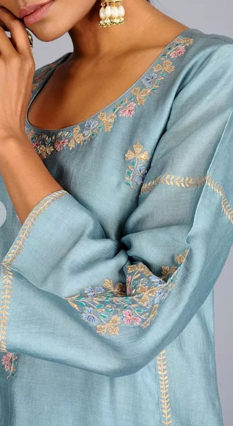 Blue_Gota_embroidered_Chanderi_silk_suit set of 3