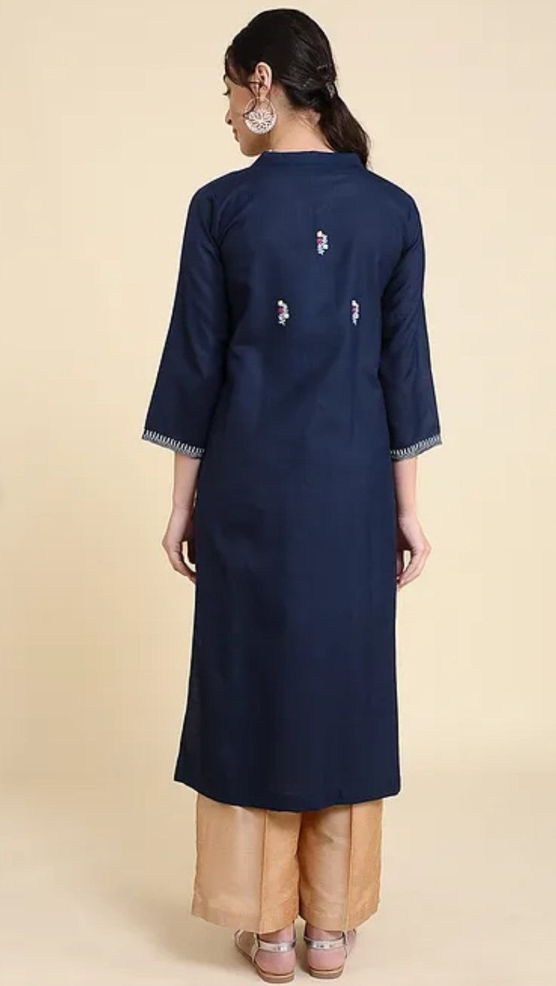 Blue_Matka_cotton_kurta_with_embroidery