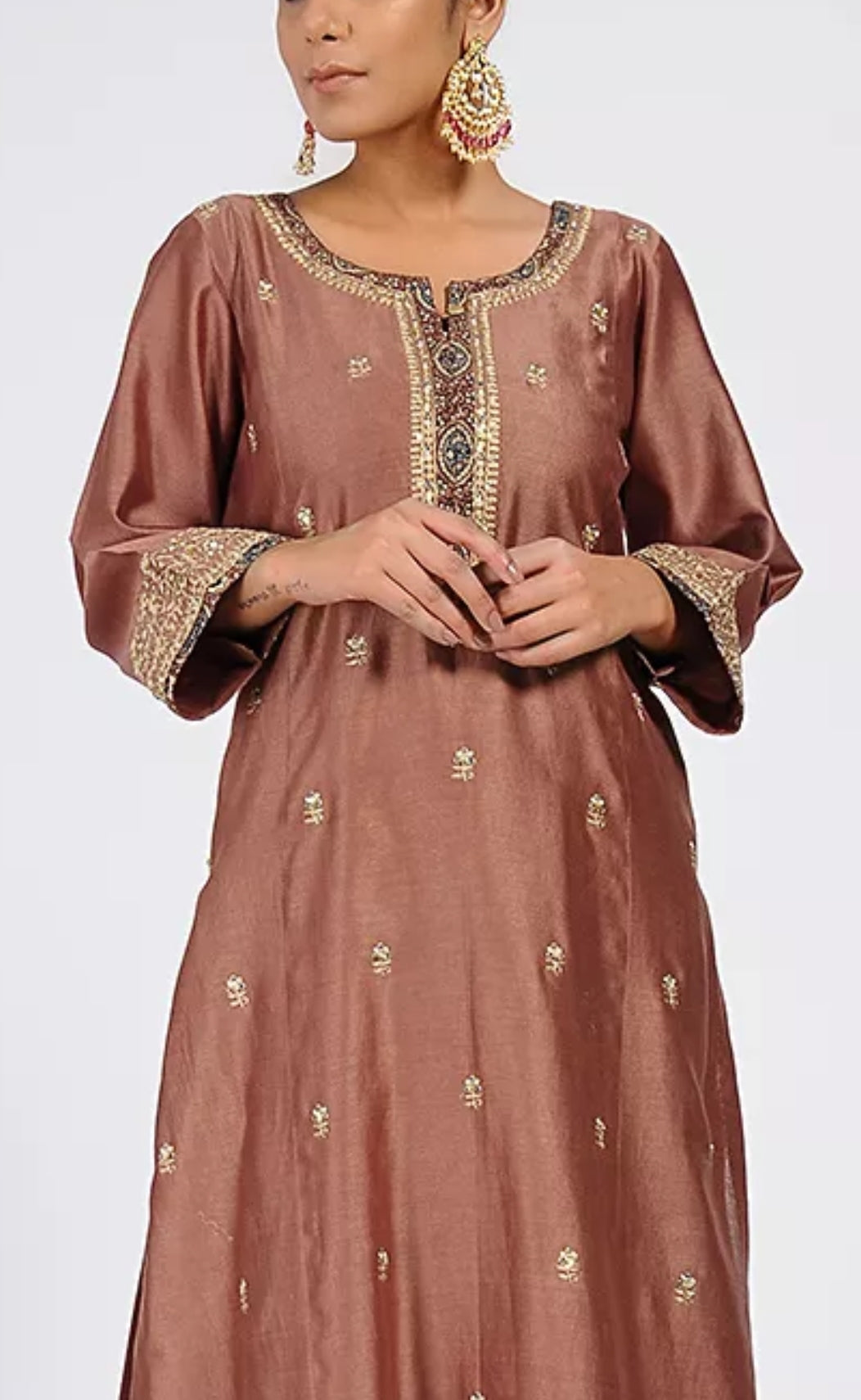 Dusty rose chanderi silk kurta 