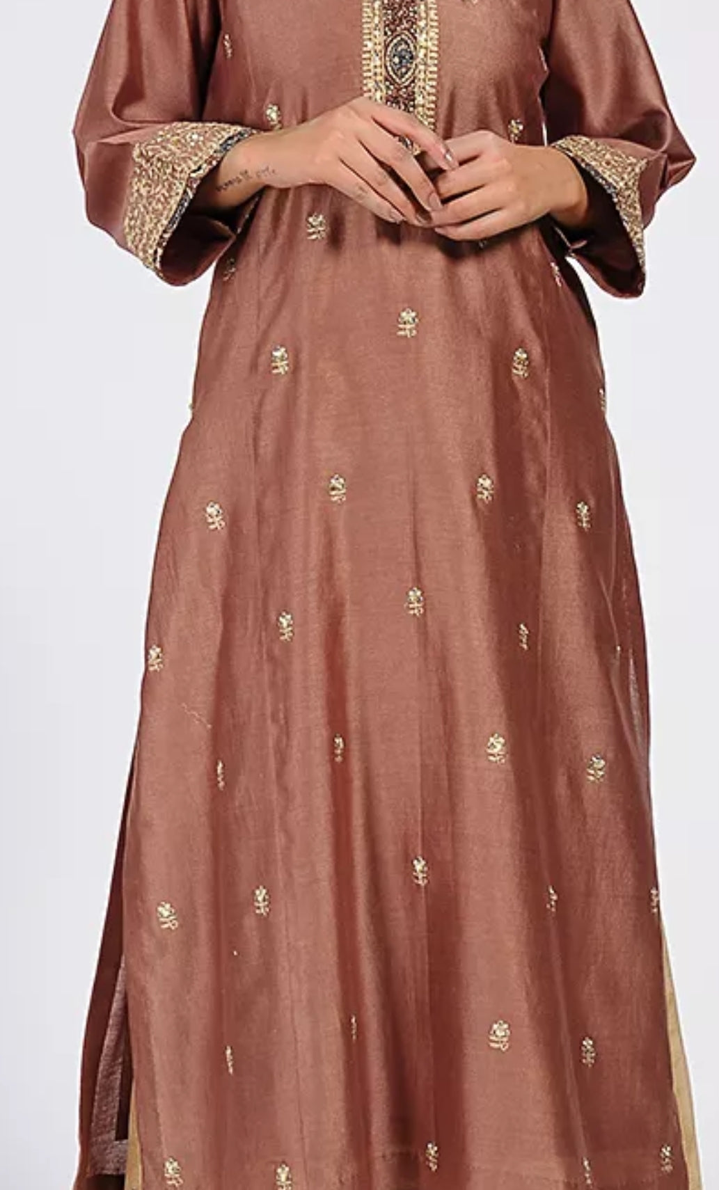 Dusty rose chanderi silk kurta