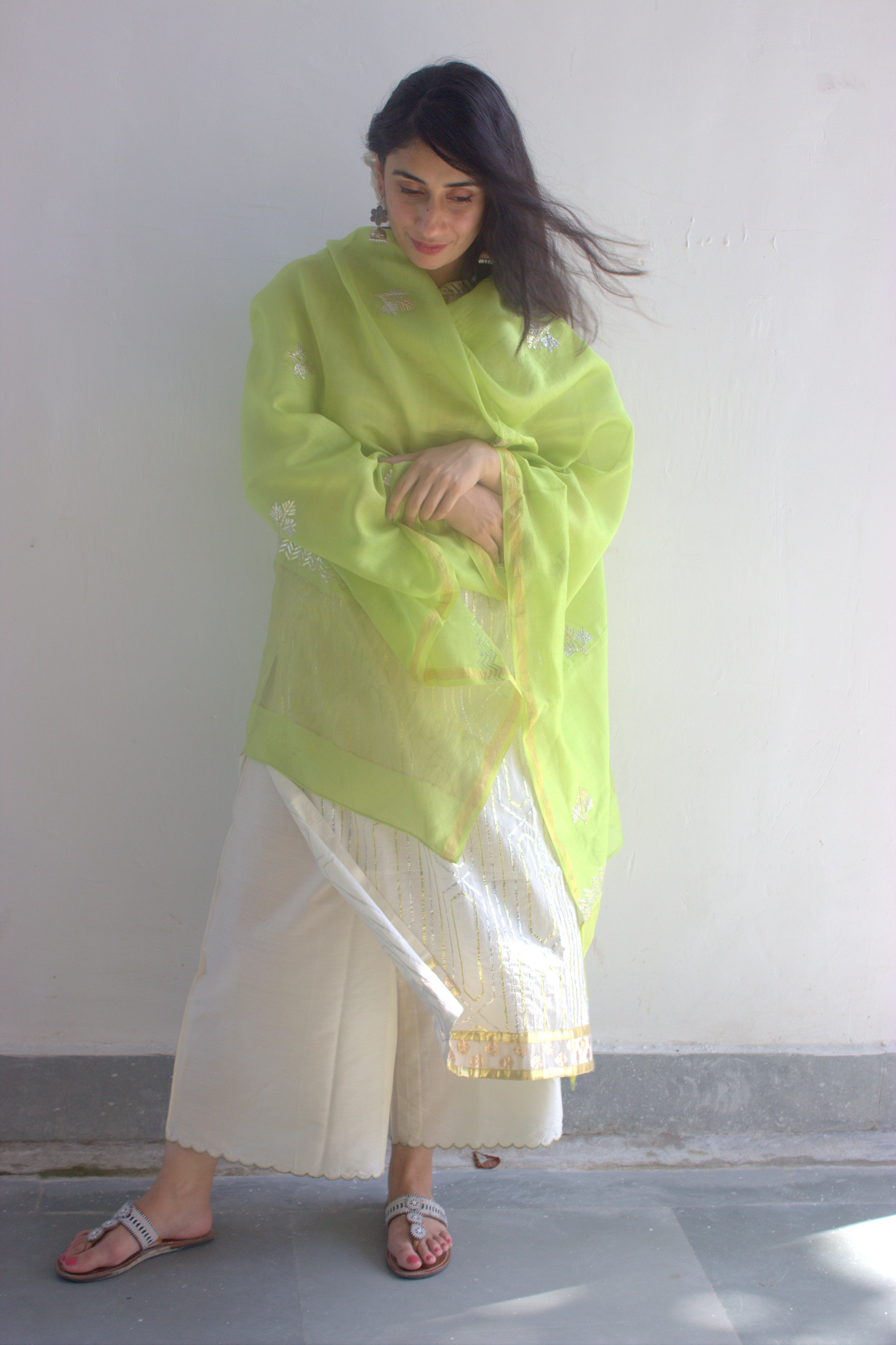 Jasmine pure chanderi silk in offwhite Set Of 3