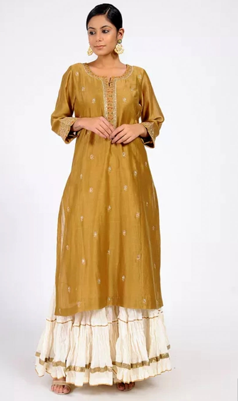 Ochre_Chanderi_silk_kurta