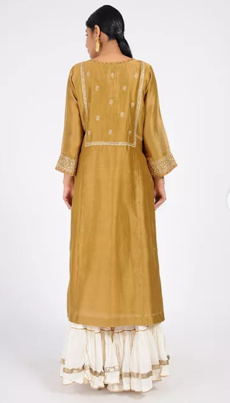 Ochre_Chanderi_silk_kurta Set