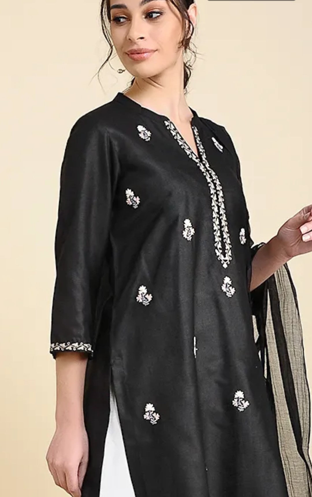 Black Matka Cotton Kurta and Palazzos (set of 2)