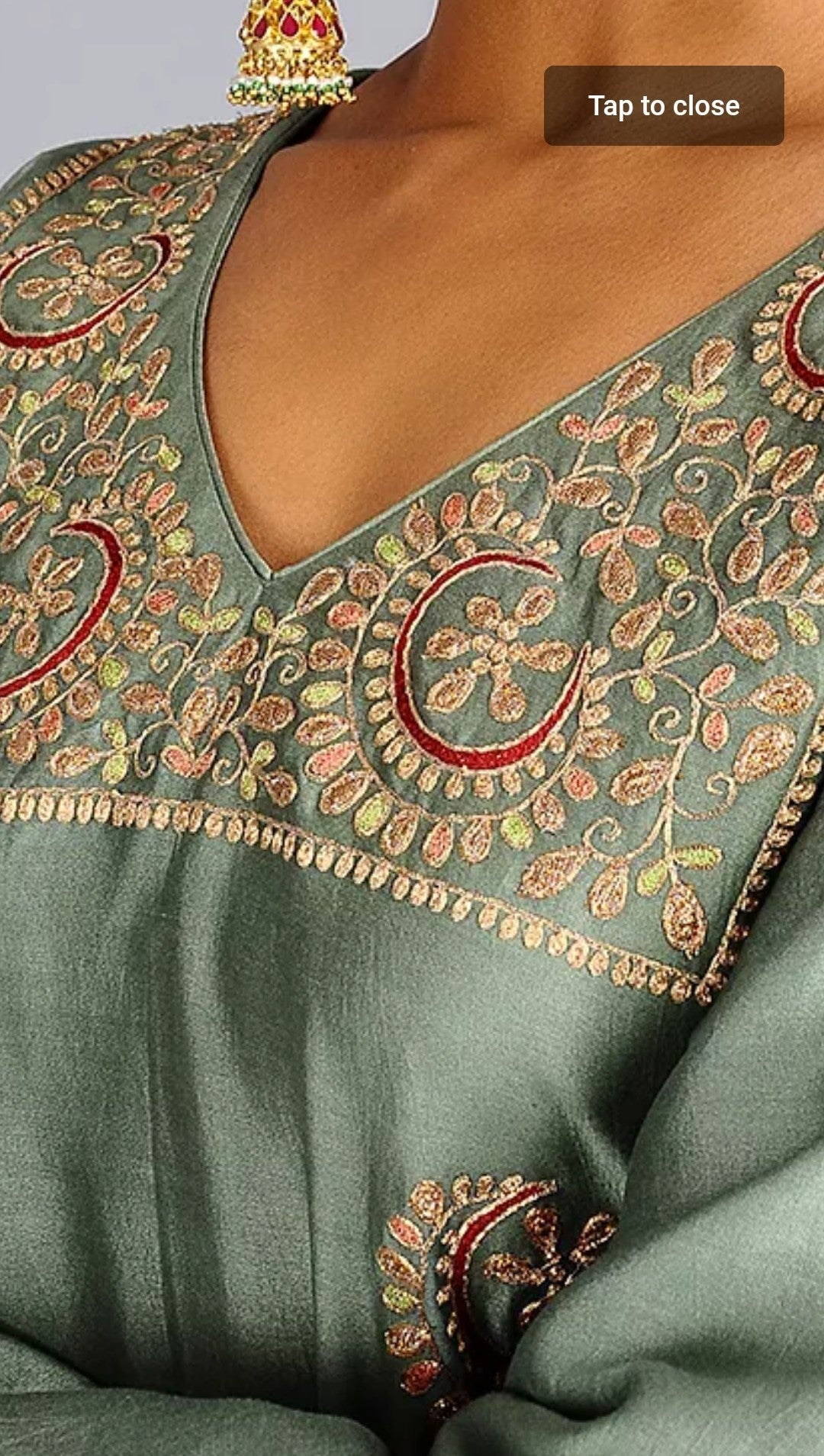 Green Chanderi silk embroidered suit with dupatta Set of 3