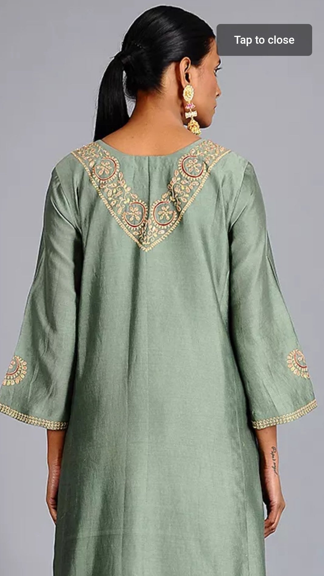 Green Chanderi silk embroidered suit (set of 3)